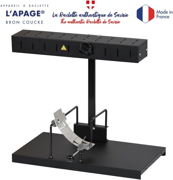 LOUIS TELLIER - Appareil à Raclette Alpage® Signature Basalte - Taille Adaptée pour toute Portion de Meule - 6 à 8 Personnes - Rampe Chauffante Réglable en Hauteur - Interrupteur de Sécurité - 230 V