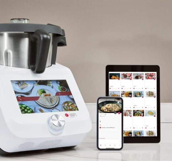 FITNMORE Silvercrest® Robot de cuisine mixeur Monsieur Cuisine Smart « SKMS 1200 A1 », 1200 W, écran 8 pouces, WiFi, Blanc.