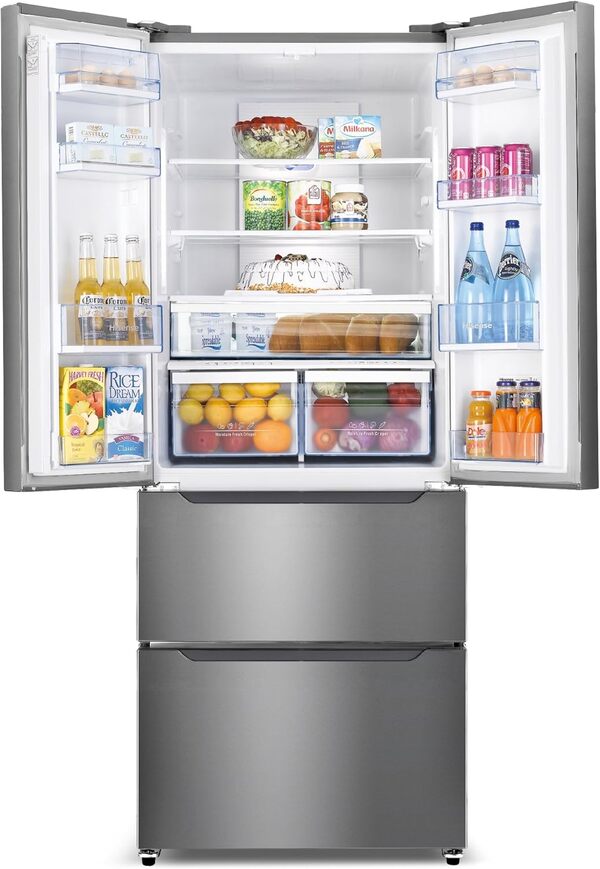 HISENSE mkgn f378 a + EL Réfrigérateur/Congélateur/A +/180,6 cm Hauteur/344 kWh/an/292 L refroidissement partie/86 L Partie Congélateur/touchcontrol Surface de commande/Acier inoxydable [Classe énergétique A+]