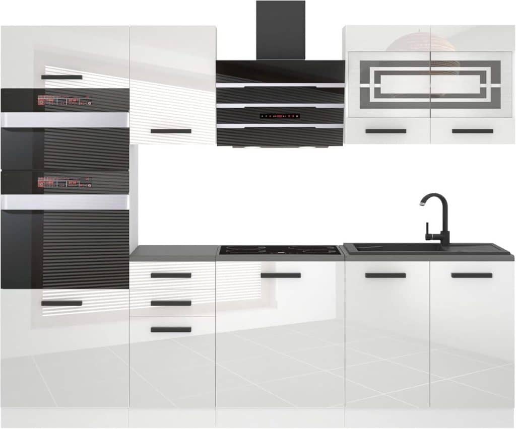 Test : cuisine complète Tracy de Belini, 240 cm en blanc brillant