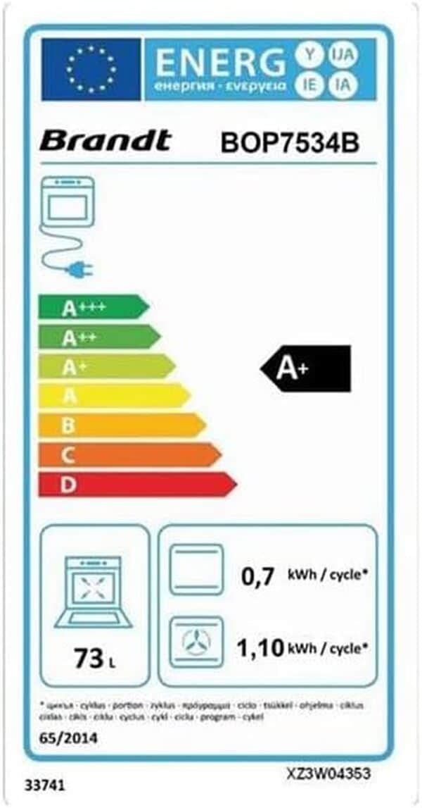 FOUR MULTIFONCTIONS PYROLYSES 73L CLASSE A+ NOIR