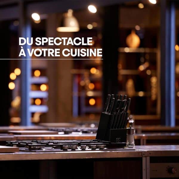 MasterChef Bloc Couteaux Cuisine Professionnelle avec Couteau à Pain, Chef, Santoku, Steak, Tomate, Ciseaux & Aiguiseur, Acier Inox à Haute Teneur en Carbone, Poignées à Triple Rivetage, 15 Pièces