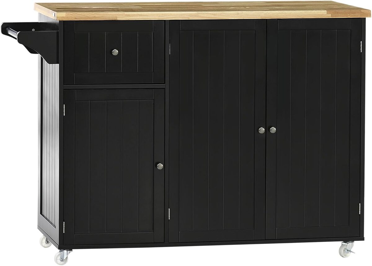 Test du chariot de service multi-rangements HOMCOM bois d'hévéa noir