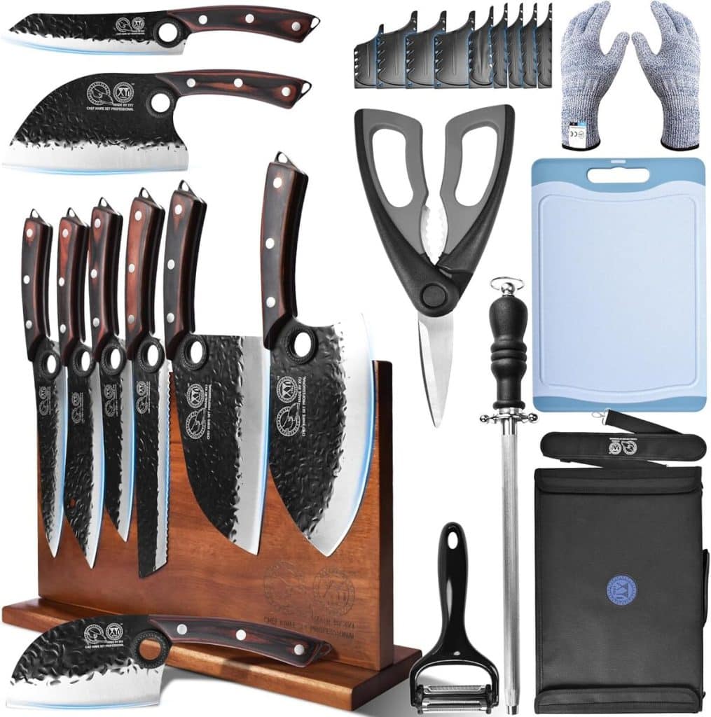 Test : ensemble de couteaux professionnels XYJ en acier haut carbone