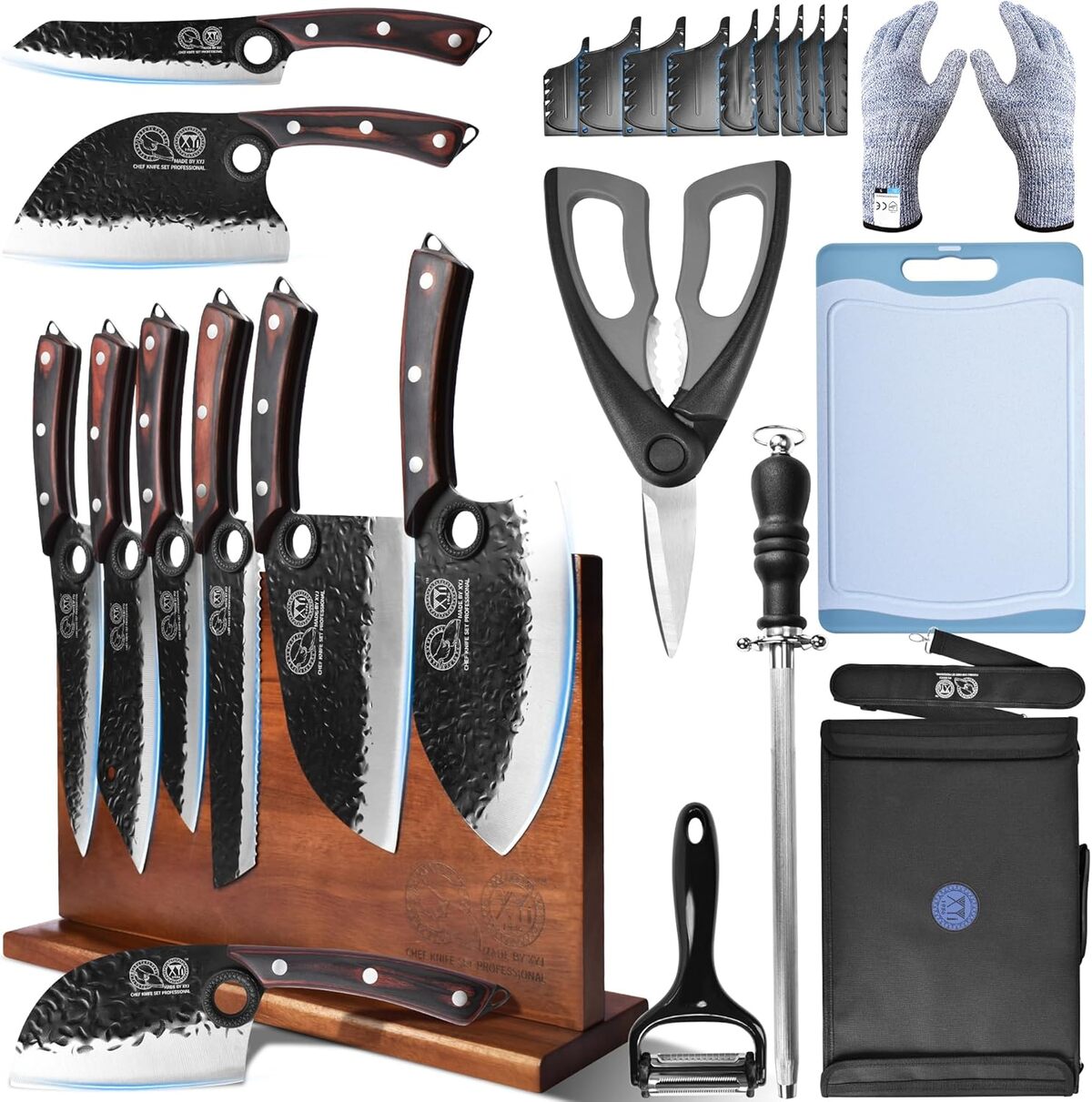 Test : ensemble de couteaux professionnels XYJ en acier haut carbone
