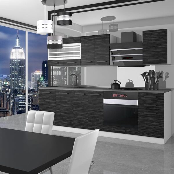 Belini Cuisine Equipee Complete Margaret Muebles de Cuisine Complets - 240 cm. Cuisine Complete sans Plan de Travail, ébène Royal