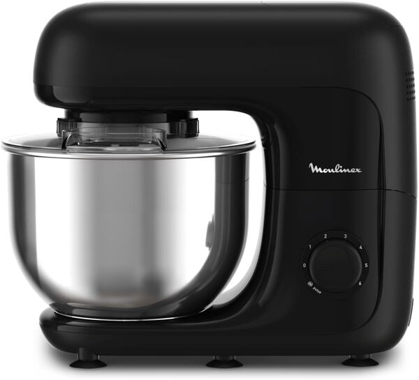 Moulinex Bake essential Robot pâtissier, 800 W, Bol 4.8 L, kit de pâtisserie, Hachoir à viande QA161810, Noir Glama