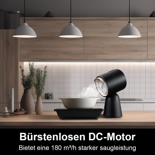 SNDOAS Hotte Aspirante Portable, Mini Hotte Aspirante 180 m³/h Puissance d'aspiration élevée, 3 Vitesses, Mode Recyclage avec Filtre à Charbon, Pour la Cuisine en Plein Air, Les Petites Cuisines