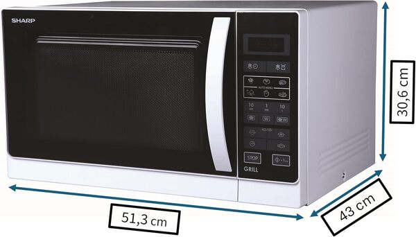 Sharp Home Appliances R-742WW micro-onde Comptoir Micro-ondes grill 25 L 900 W Noir, Blanc