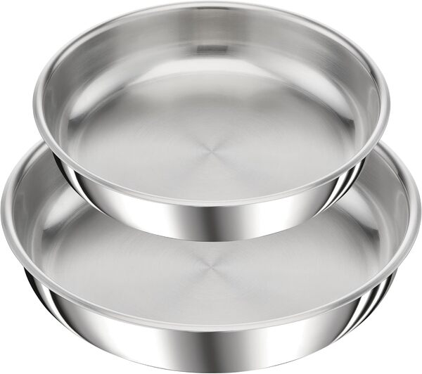 Tefal Ingenio Preference On Lot de 2 Poêles 24/28 cm + poignée amovible, Induction, Acier inoxydable, Empilable, Compatible lave-vaisselle, Fabriqué en France L9759002