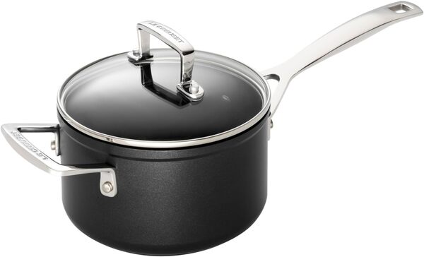 Le Creuset Set de 3 Casseroles Anti-Adhérentes en Aluminium Forgé, 16, 18 et 20 cm, Anthracite/Argenté,51803000010002