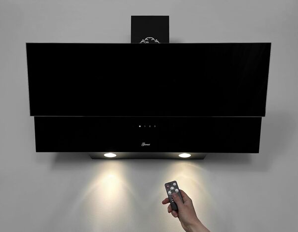 Hotte aspirante Noire 80 cm GURARI GCH D 268 8 Prime/Hotte Inclinée Économique en Énergie Classe A/Hotte Décorative Murale Haute Performance 1000 m³/h avec Évacuation - Recyclage d’air [Classe énergétique A]