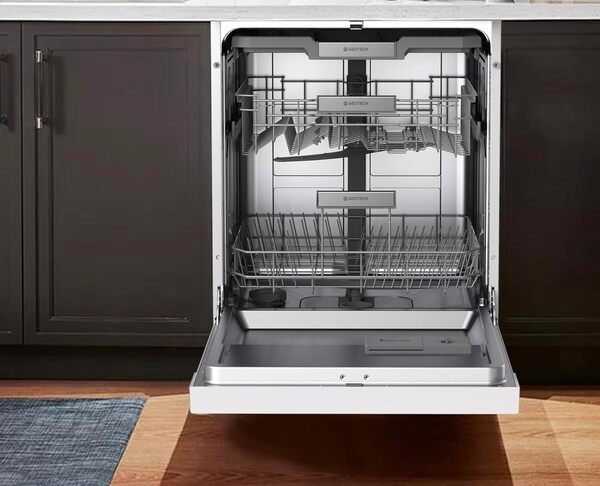 GEDTECH Lave-vaisselle GLV1544WH 15cv - Tiroir à couverts - 44 dB - Très silencieux - Départ Différé - Eco - Intensif - Rapide – Faible conso - Classe C - Blanc - Protection enfant [Classe énergétique C]