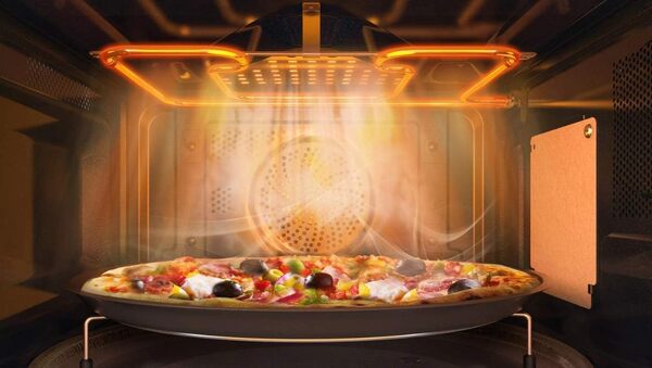 Samsung Mc32K7055Ct/Ec Four micro-ondes avec grill de 32 l intérieur en céramique technologie HotBlast et fonction four jusqu'à 200 °C 2100 W Noir et gris