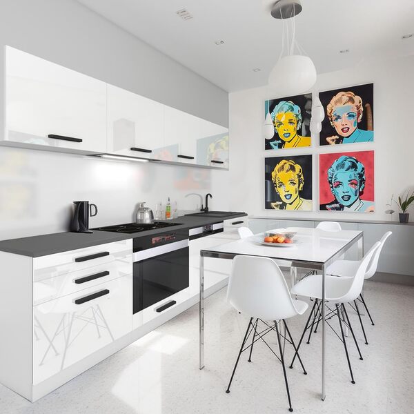 Belini Cuisine Equipee Complete Alice Muebles de Cuisine Complets - 240 cm. Cuisine Complete sans Plan de Travail, Blanc très Brillant