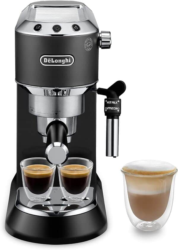 De'Longhi Machine à Expresso Dedica Style, Noir, 120 g, Broyeur à Café Electrique, 110 W