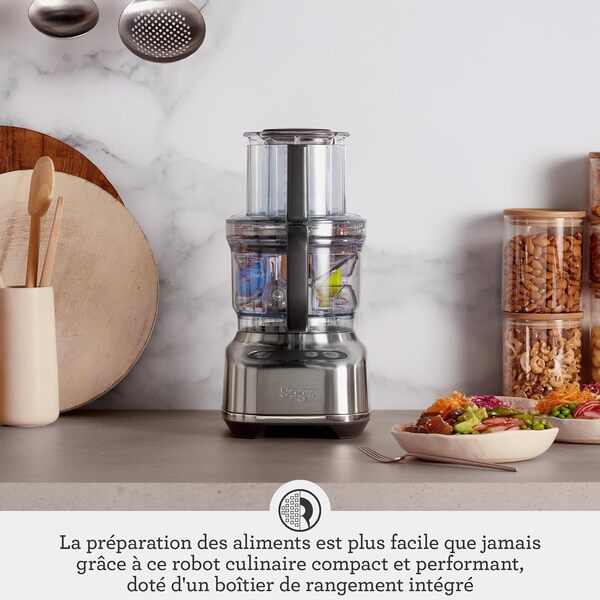 Sage - The Paradice 9 - Robot de Cuisine avec Kit de Découpe, Lame en S, Râpe Réversible, Éminceur Réglable et Lame à Pâte - Sel de Mer