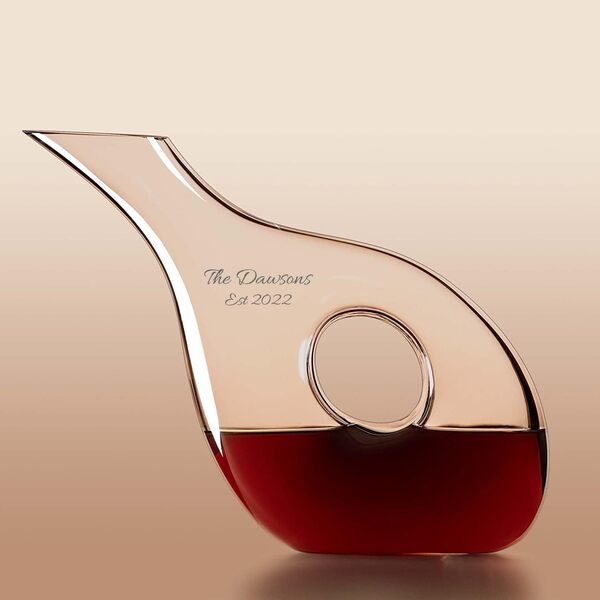 Lenox Carafe à décanter percée personnalisée en cristal gravé pour vin rouge ou blanc, accessoires de bar à domicile - 1,4 l