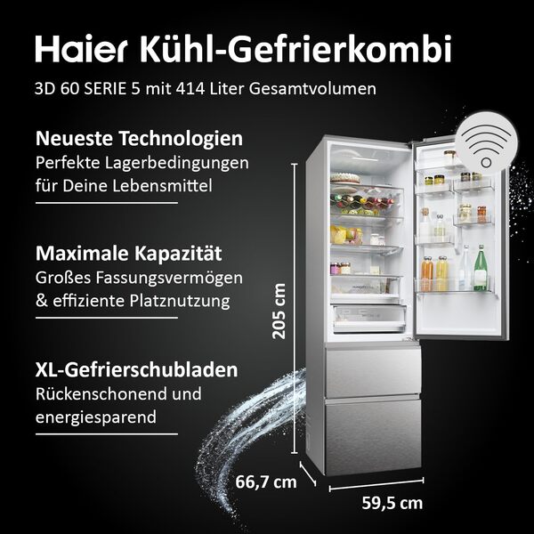 HAIER Réfrigérateur congélateur bas HTW5620DNMG [Classe énergétique D]