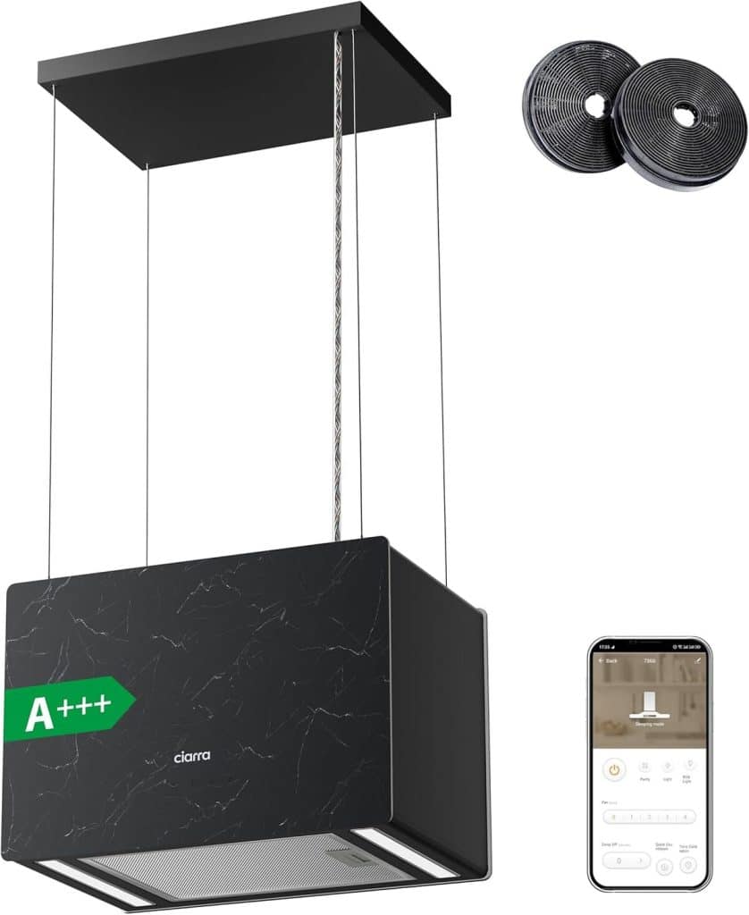 Test : ciarra CBCG4850, l'élégante hotte aspirante îlot 700 m³/h