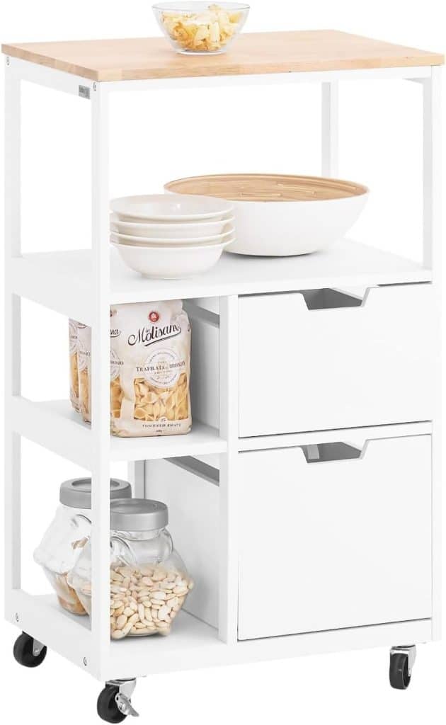 Test de la desserte de cuisine SoBuy FKW111-WN : rangement pratique et fonctionnel