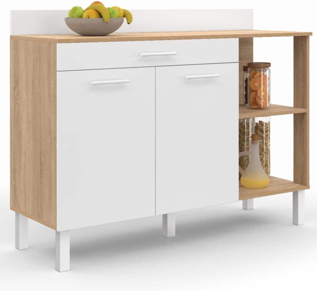 Test du buffet bas de cuisine IDMarket CINA : style hêtre et blanc