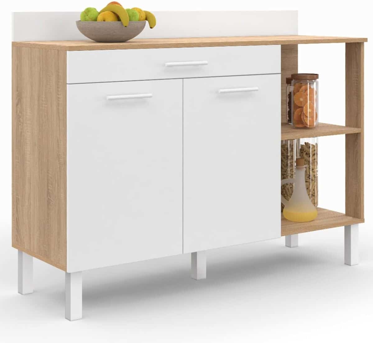 Test du buffet bas de cuisine IDMarket CINA : style hêtre et blanc