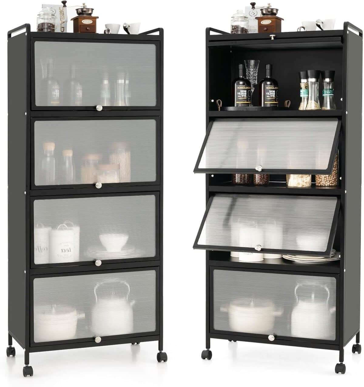 Test Giantex : armoire cuisine 5 niveaux avec portes rabattables