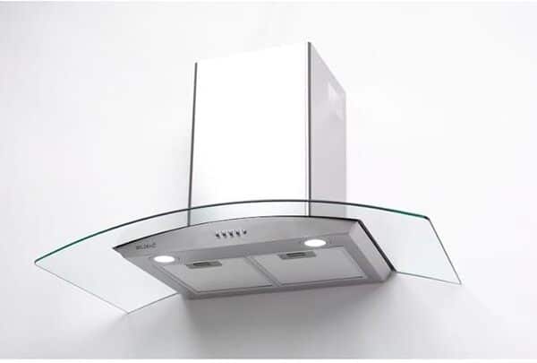 HOTTE DECORATIVE MURALE 90 CM - VERRE ET INOX - 559 m3-200W - 60dB [Classe énergétique A]