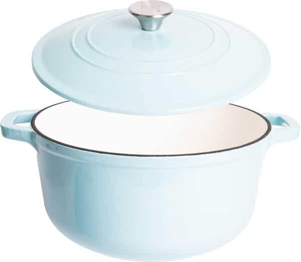 Lexi Home Cocotte en fonte émaillée avec couvercle de 6 litres, casserole à sauce, serveur de pâtes, casserole sur cuisinière, plat pour pain au levain, poulet à cuisson lente, soupe et plus encore,