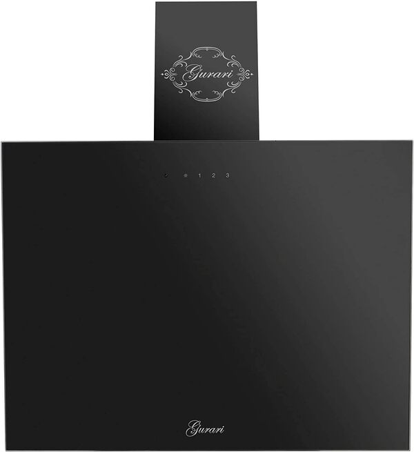 Hotte Inclinée 80 cm Noir GURARI GCH 286 BL 8 Prime, hotte de cuisine 80cm, hotte murale 1000m³/h, verre noir, TouchControl, télécommande, minuterie [Classe énergétique A]