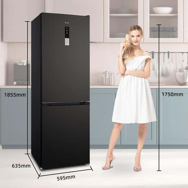 CHIQ Réfrigérateur Congélateur 322 L, Sans givre, Flux d'air multiple, Congélation rapide, Électronique tactile, Compresseur garantie de 12 ans, Noir [Classe énergétique D]