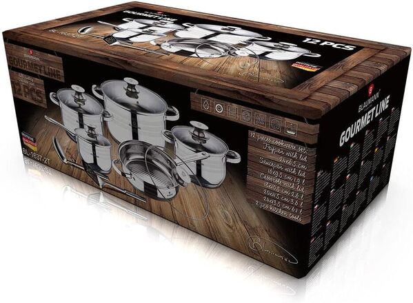 Blauman Gourmet Batterie de cuisine 12 pièces en acier inoxydable anti-adhésif, Accessoire Cuisine