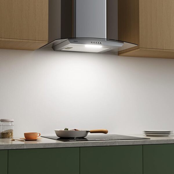 Ciarra CBCS6506B Hotte Aspirante Classe A+++ 60cm 650m³/h -Avec Filtres à Charbon - 3 Vitesses - Recyclage ou Evacuation- Hotte Décorative Murale [Classe énergétique A++]