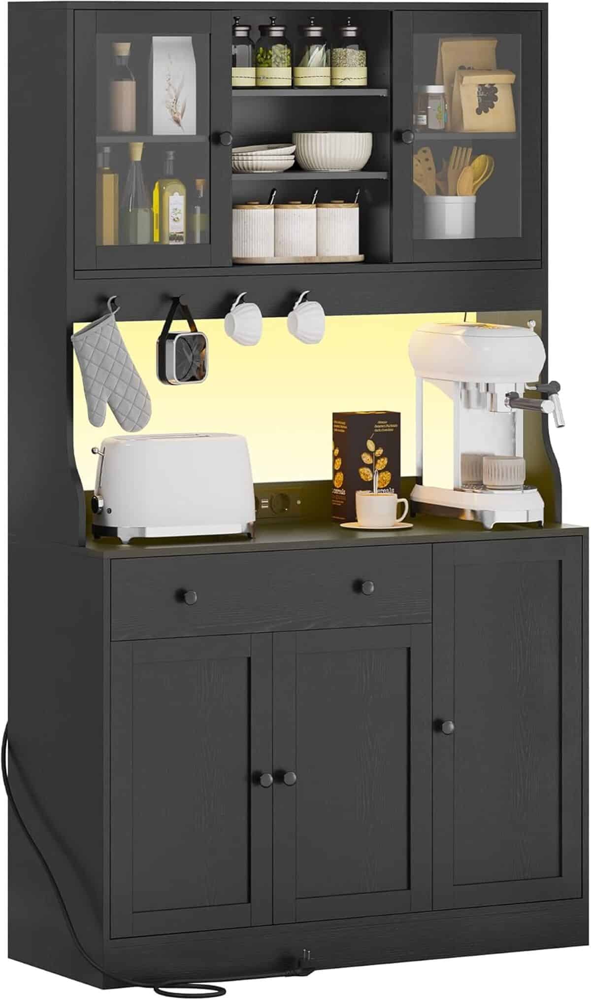 Test : buffet cuisine multifonction noir avec LED et multiprise