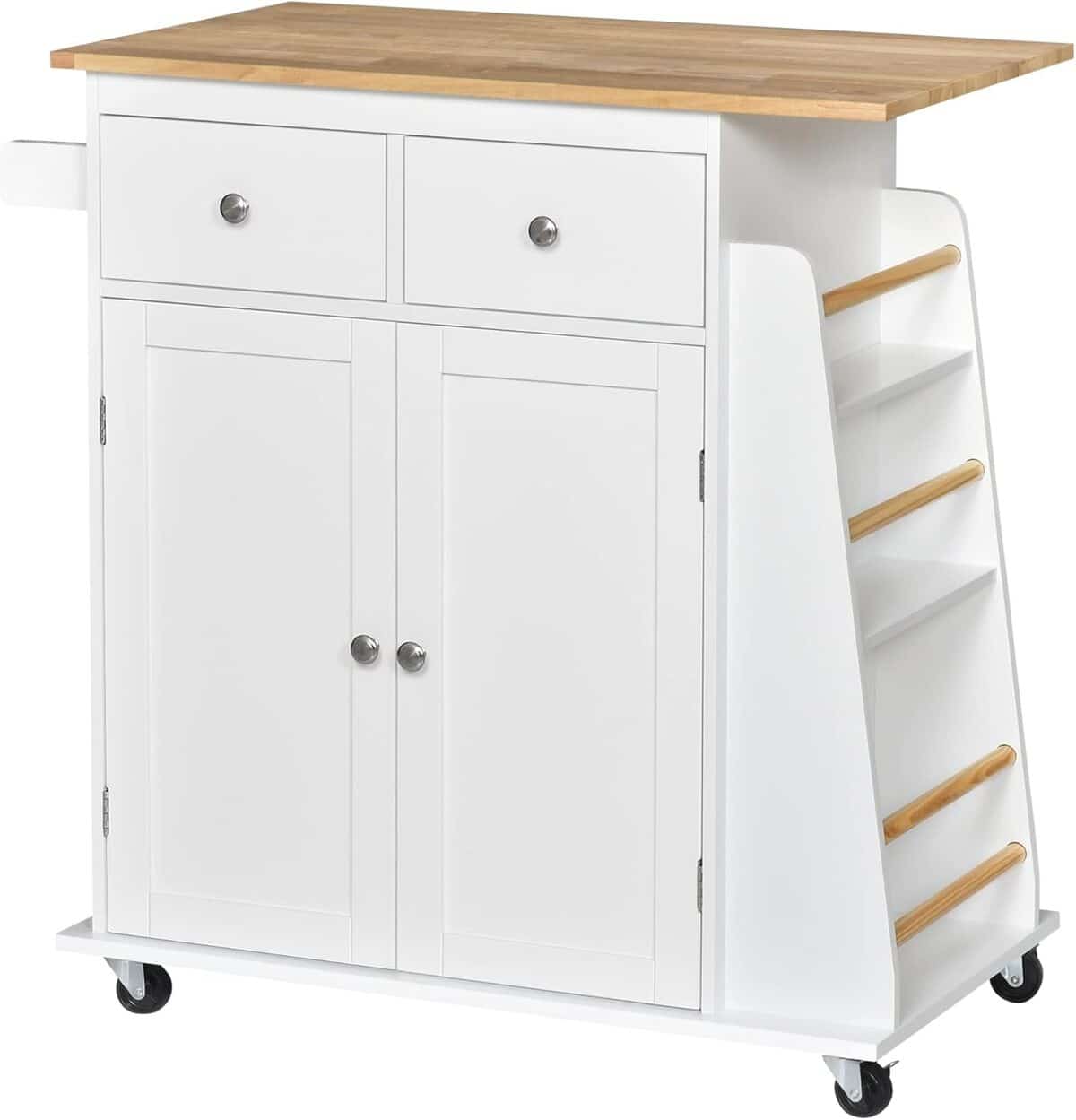 Test de la desserte de cuisine HOMCOM ilôt MDF blanc