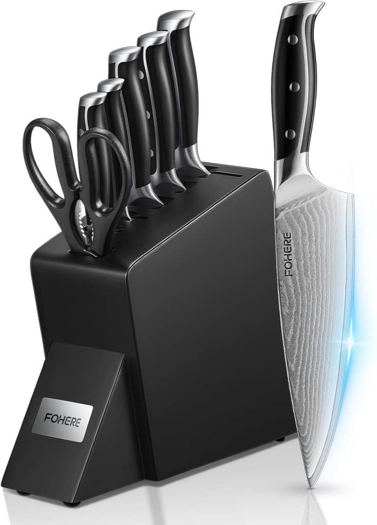 Test du set de couteaux japonais Fohere 7 pièces en acier damas