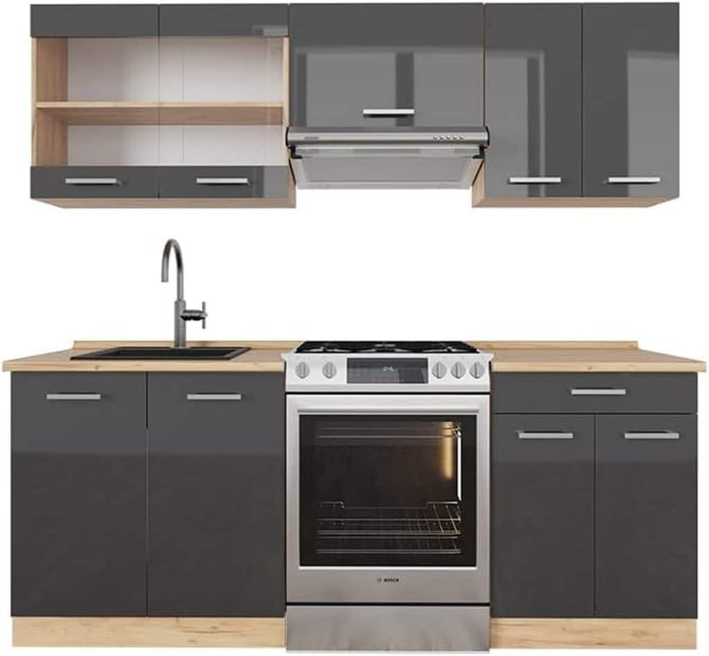 Test Vicco R-Line : design anthracite et chêne doré en cuisine