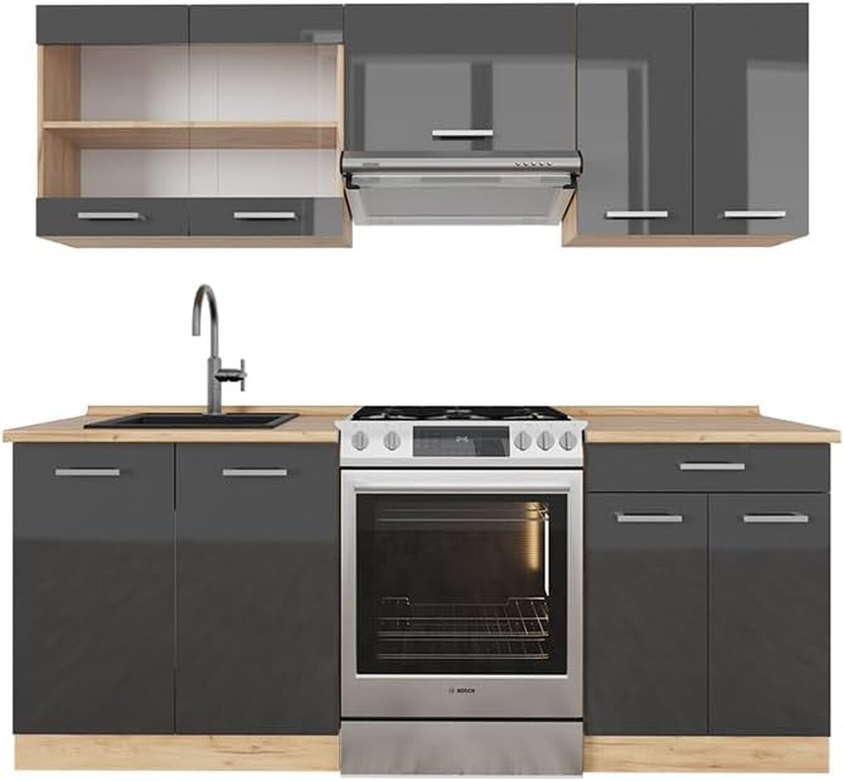 Test Vicco R-Line : design anthracite et chêne doré en cuisine