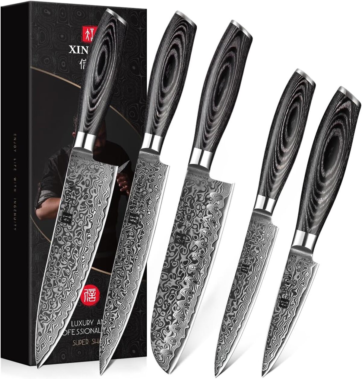 Test : xinzuo ya série set de 5 couteaux de cuisine Damas