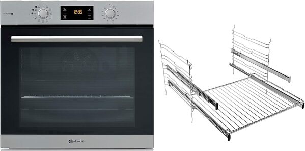 Bauknecht BAR2S K8 V2 IN Four à vapeur avec sortie de four à 2 positions/A+/71 L d'espace de cuisson maxi/air chaud/vapeur douce avec ajout d'humidité/nettoyage facile avec intérieur SmartClean, acier [Classe énergétique A+]