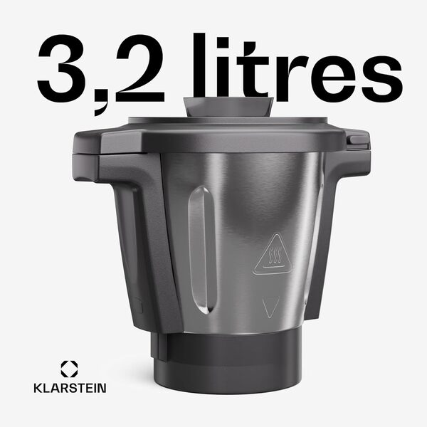 KLARSTEIN Récipient en Céramique pour Robot de Cuisine Multifonctions, Contenant de Grande Taille pour Robot de 1700W 4 en 1 Blenders, Mixeurs, Grand Pot de 3.2L en Ceramique pour Cuisine