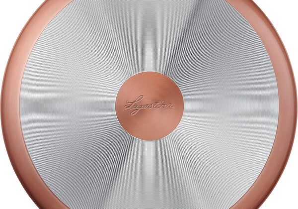 Lagostina Set de casseroles et poêles antiadhésives en aluminium pour gaz et four, 8 pièces, extérieur effet cuivre, indicateur de cuisson thermo-Signal, avec 2 casseroles, 2 poêles, 3 couvercles