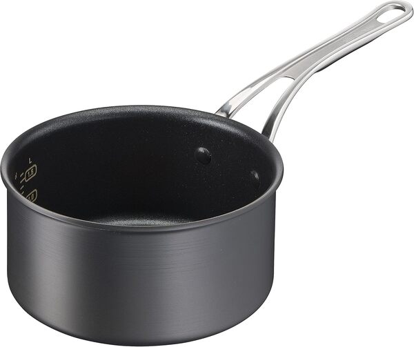 Tefal Jamie Oliver Cook's Classics H912S344 Lot de 3 casseroles antiadhésives avec couvercles Passe au four Compatible induction Poignée rivetée Aluminium anodisé dur