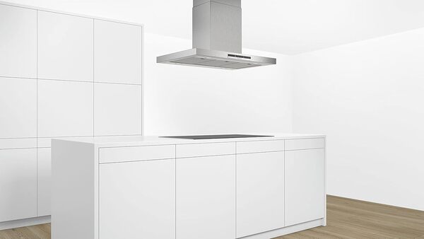 Bosch DIB97IM50 Hotte îlot Série 4 - 1 moteur et 4 vitesses d'aspiration dont 1 intensive - Eclairage LED - 90 cm - 256 W - Inox [Classe énergétique B]