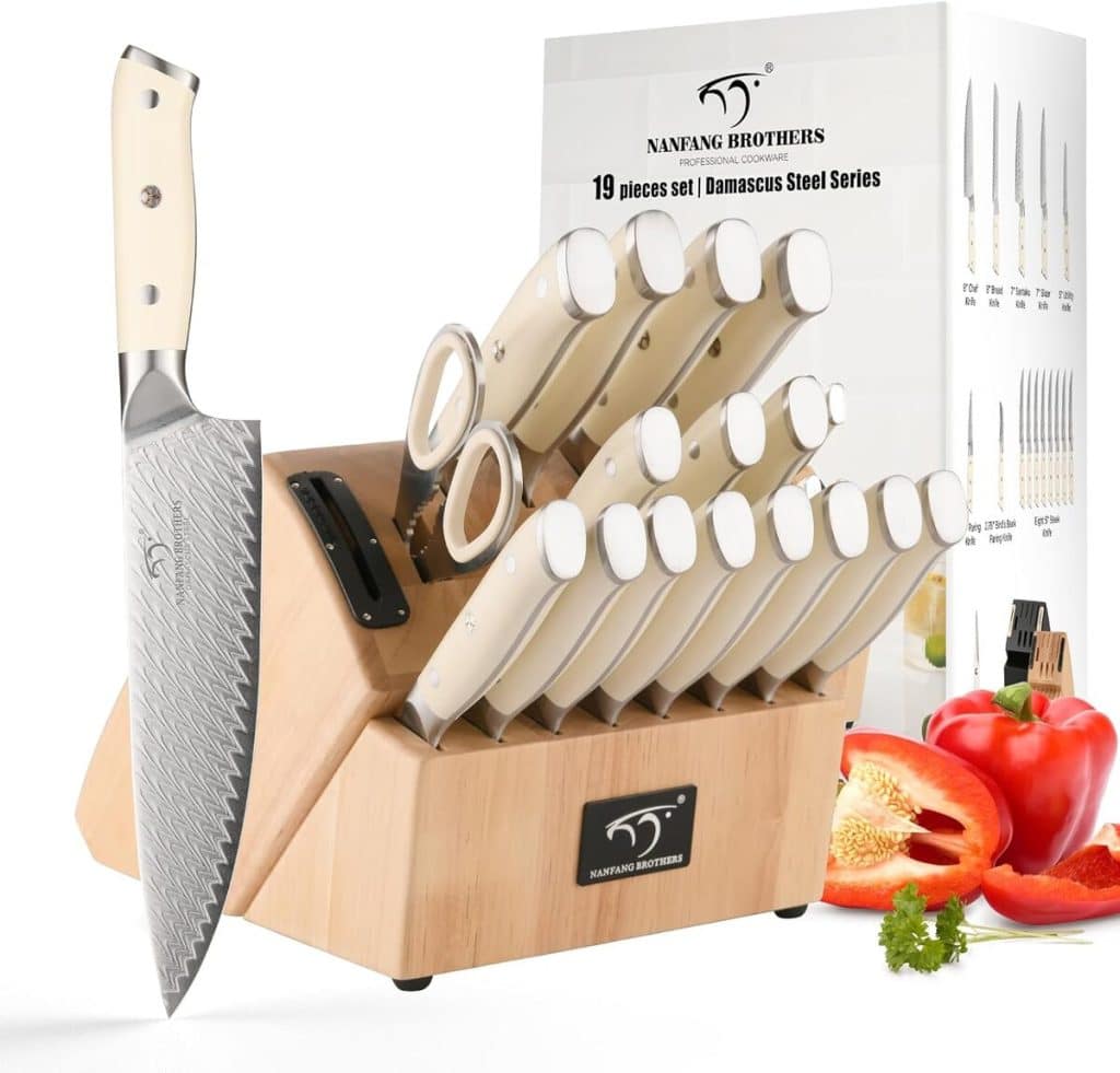 Test : ensemble de couteaux NANFANG BROTHERS en acier damassé (19 pièces)
