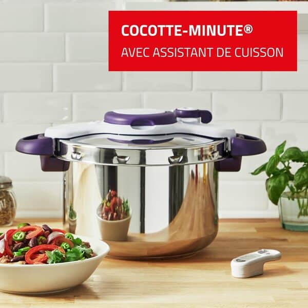 Seb Clipsominut’ Perfect Cocotte-minute 7,5 L, Autocuiseur induction, Facile à utiliser, Minuteur, Livre 100 recettes inclus, Fabriqué en France, Violet P4624800