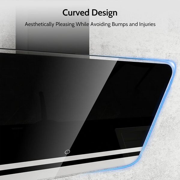 FIREGAS Hotte aspirante 60 cm - hotte aspirante et à recyclage avec un débit d'air de 578 m³/h, hotte inclinée élégante, TouchControl et 9 niveaux de puissance. [Classe énergétique A++]