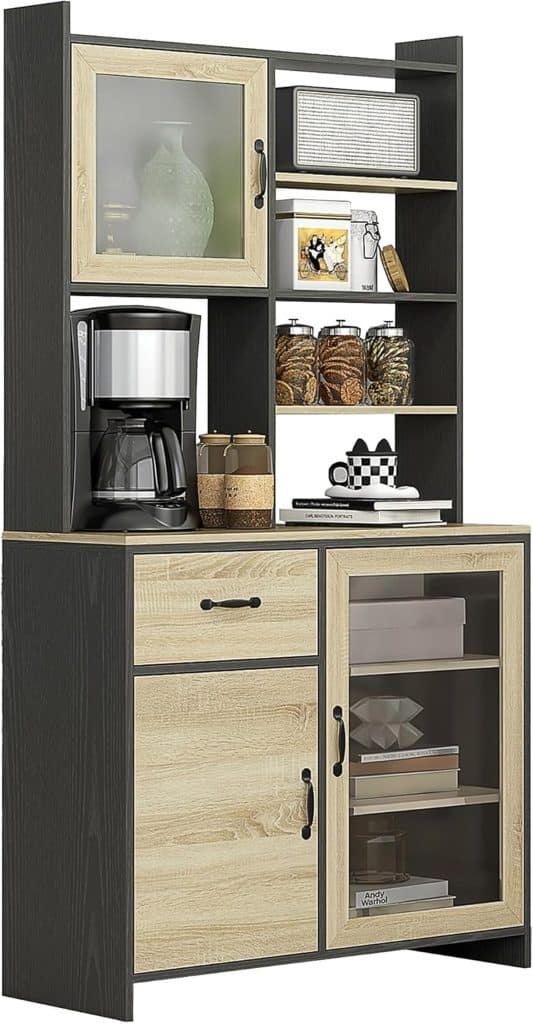 Test du buffet de cuisine HOMCOM noir naturel : rangement optimal