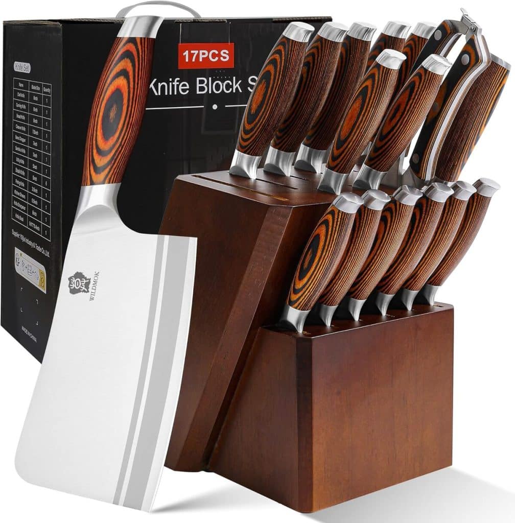 Test : ensemble de couteaux Wildmok en acier inoxydable, 17 pièces professionnelles